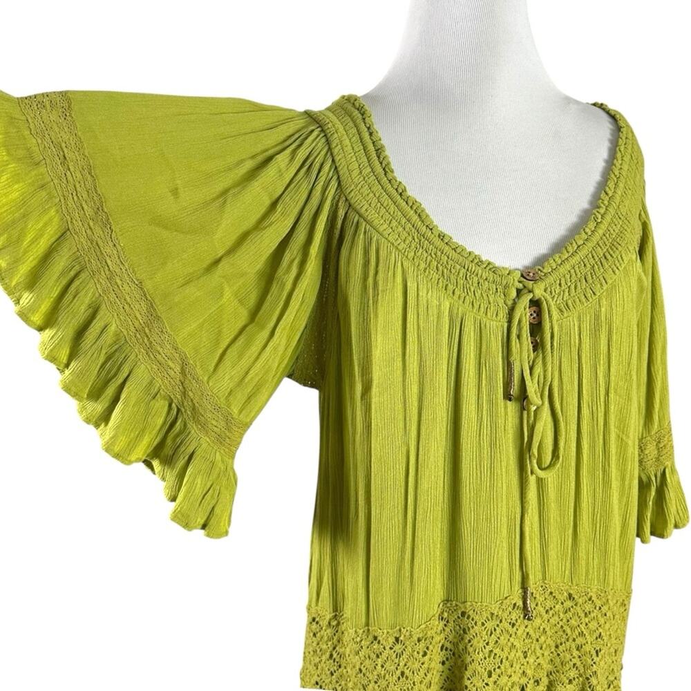 Free People Bohemian Witchy Dream On Maxi Dress Green XS NEW Crochet Gauze - Picture 4 of 13